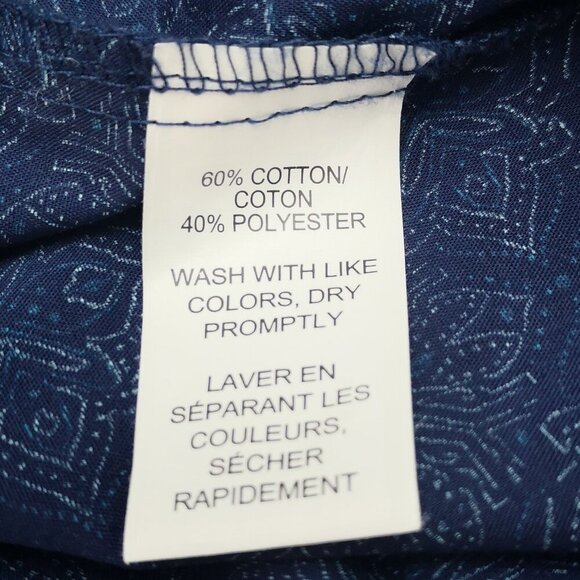 Van Heusen Men's Size XXL Navy & Teal Pattern Classic Loose Fit Shirt - Picture 5 of 9